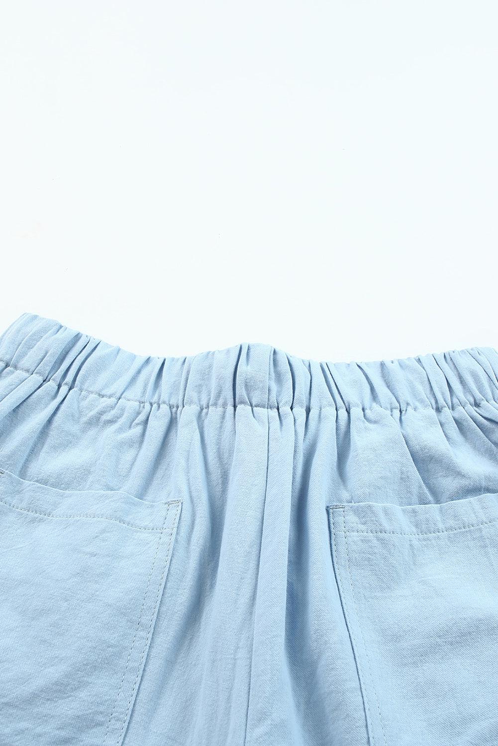 Drawstring Elastic Waist Pocket Shorts BLUE ZONE PLANET