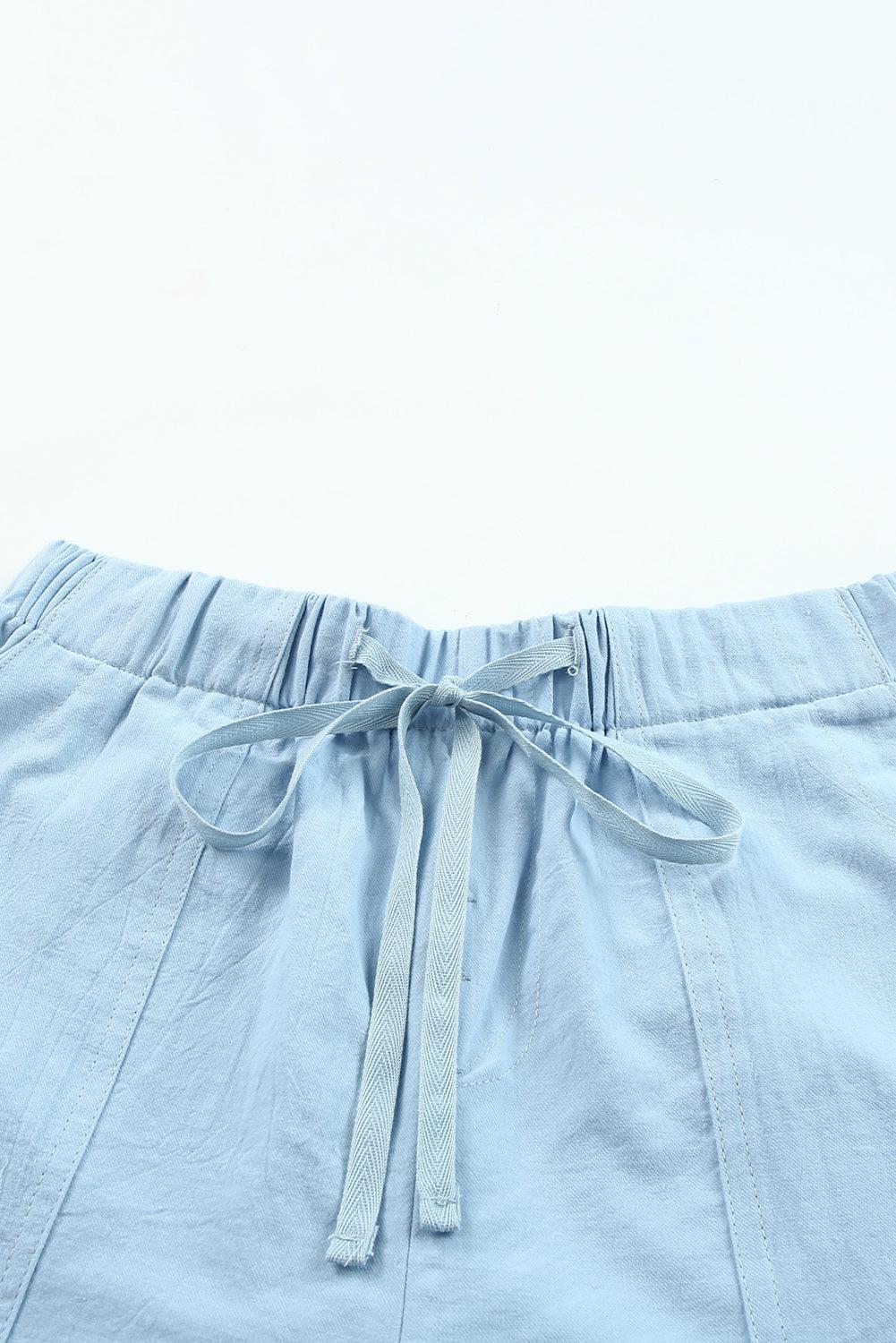 Drawstring Elastic Waist Pocket Shorts BLUE ZONE PLANET