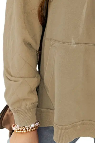 Drawstring Kangaroo Pocket Dropped Shoulder Hoodie BLUE ZONE PLANET