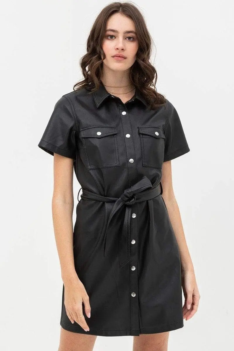 Dress With Over Shirt Silhouette Made From Pleather Blue Zone Planet