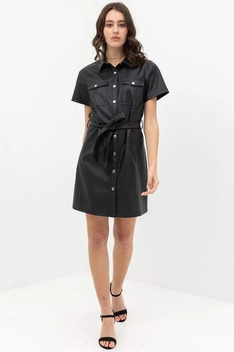 Dress With Over Shirt Silhouette Made From Pleather Blue Zone Planet