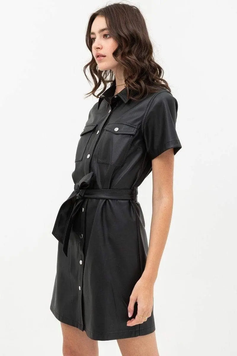 Dress With Over Shirt Silhouette Made From Pleather Blue Zone Planet
