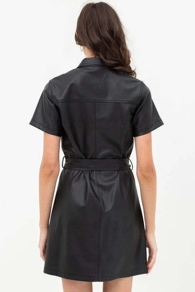 Dress With Over Shirt Silhouette Made From Pleather Blue Zone Planet