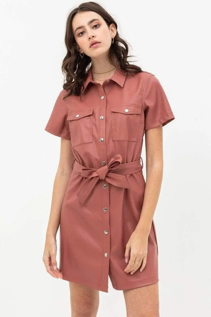 Dress With Over Shirt Silhouette Made From Pleather Blue Zone Planet