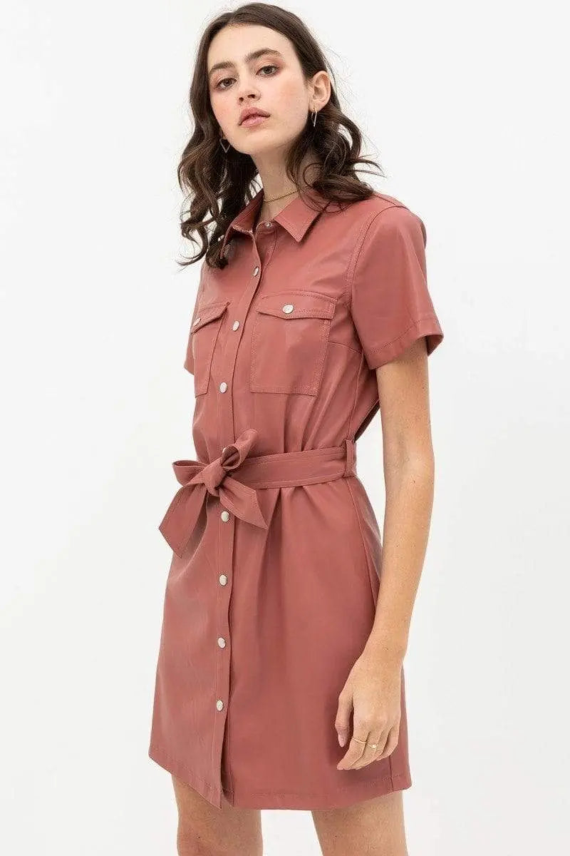 Dress With Over Shirt Silhouette Made From Pleather Blue Zone Planet