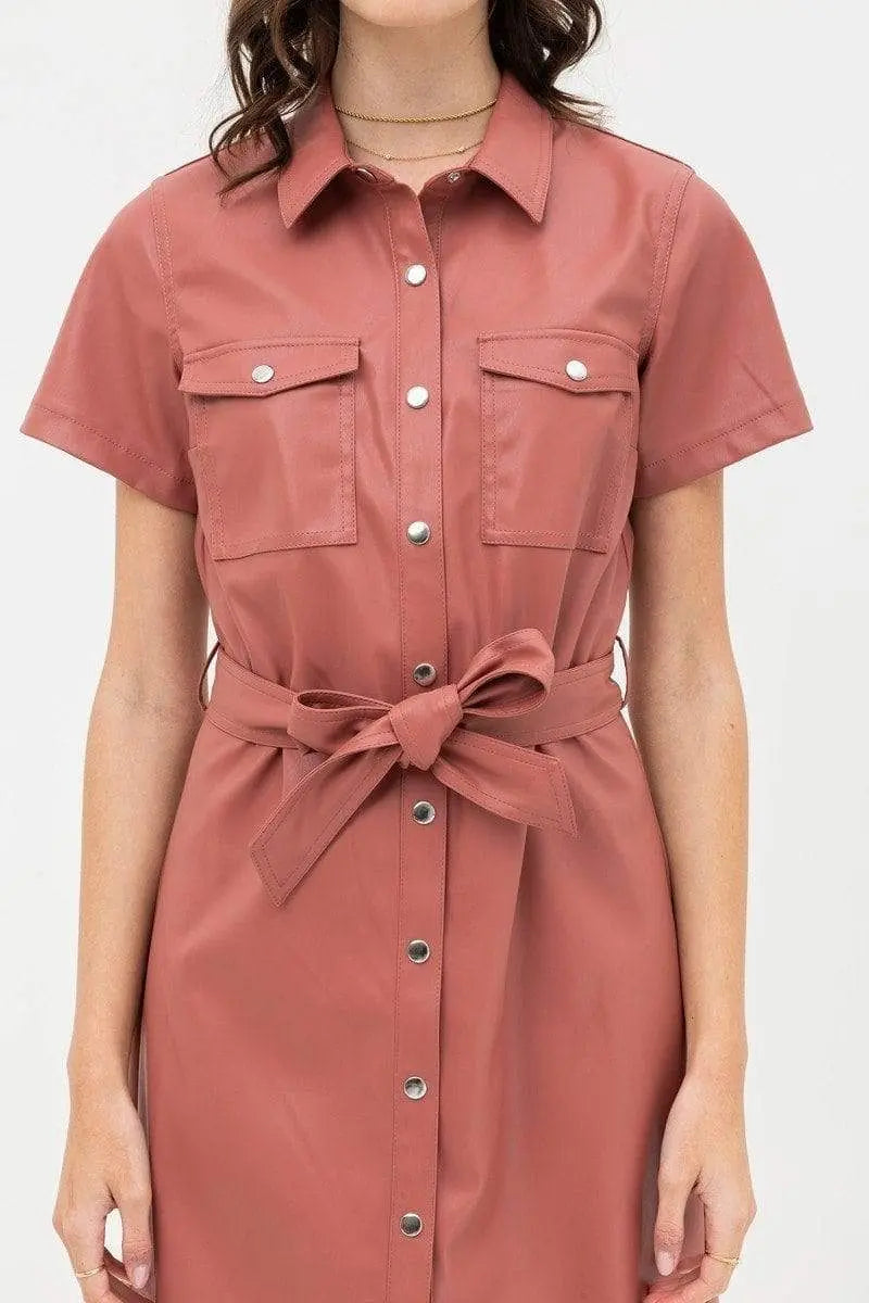 Dress With Over Shirt Silhouette Made From Pleather Blue Zone Planet