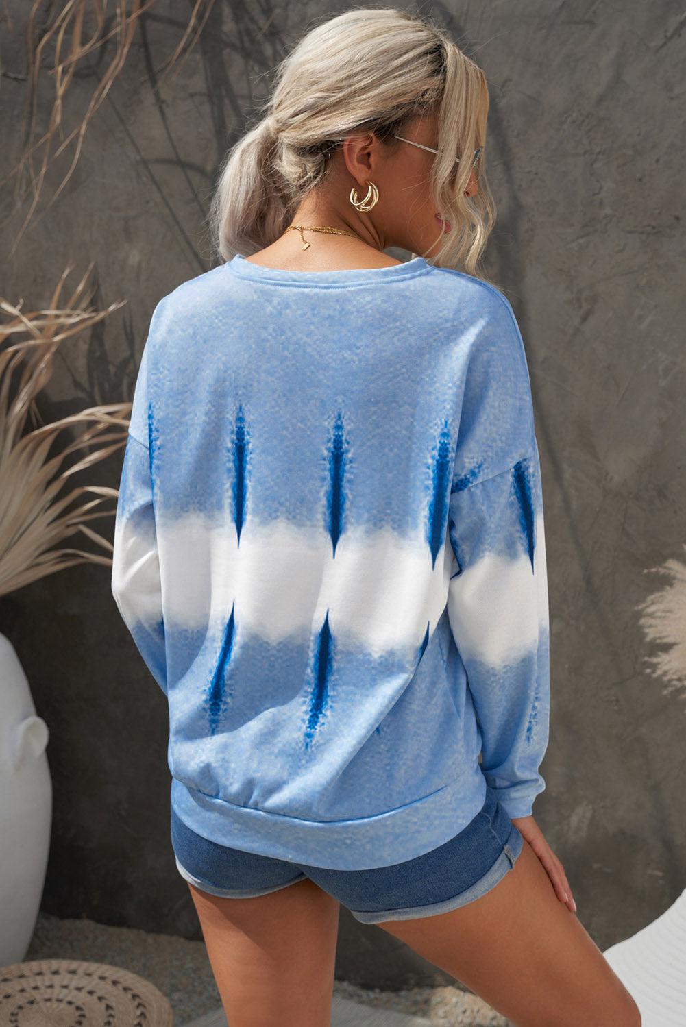 Drop Shoulder Round Neck Sweatshirt BLUE ZONE PLANET