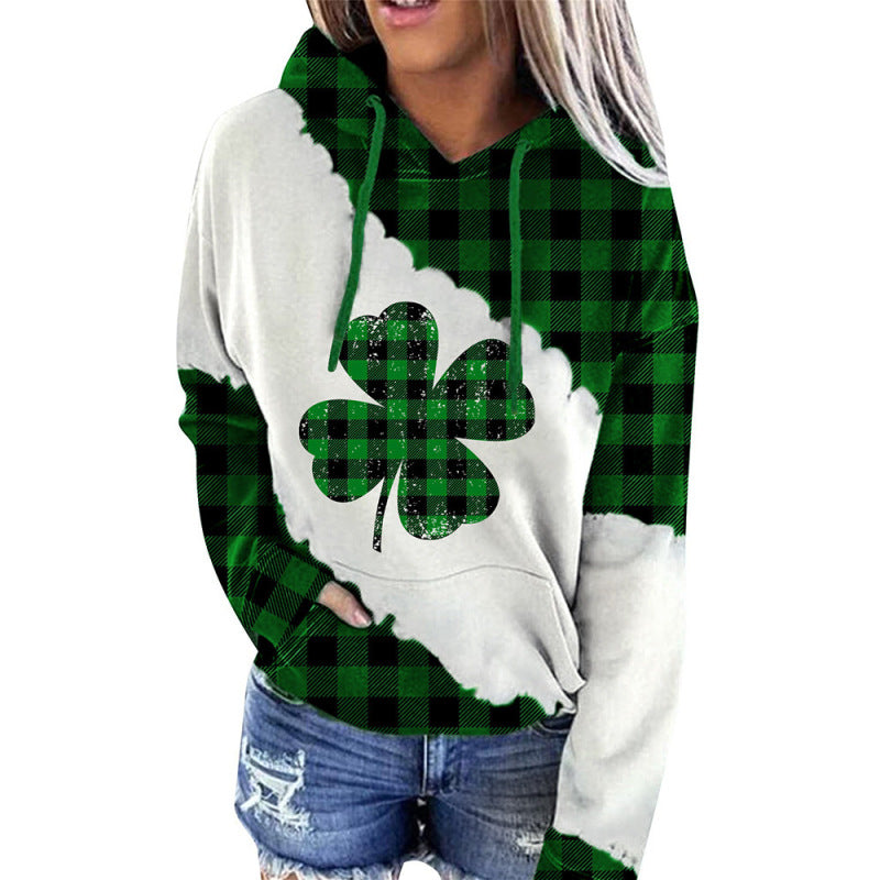 St. Patrick's Irish Day Hooded Color Block Long Sleeve Sweatshirt BLUE ZONE PLANET