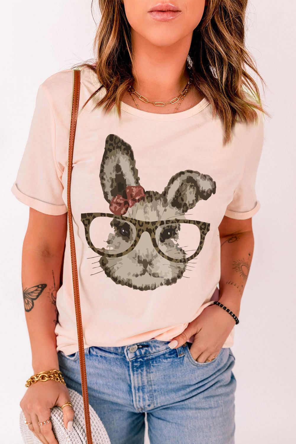 Easter Bunny Graphic Cuffed T-Shirt BLUE ZONE PLANET