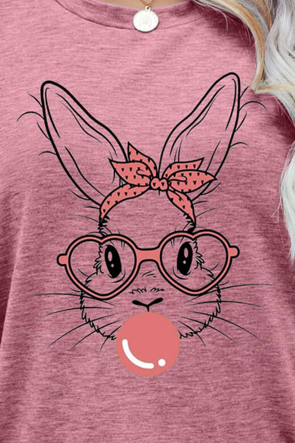 Easter Bunny Graphic Round Neck T-Shirt BLUE ZONE PLANET