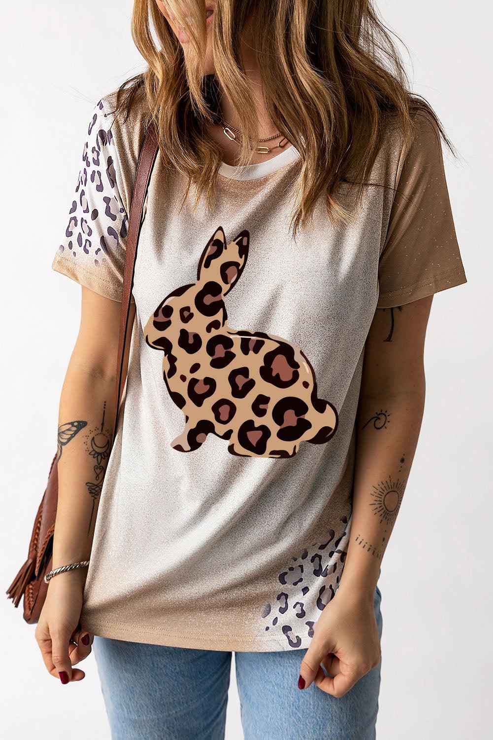 Easter Leopard Graphic Tee Shirt BLUE ZONE PLANET