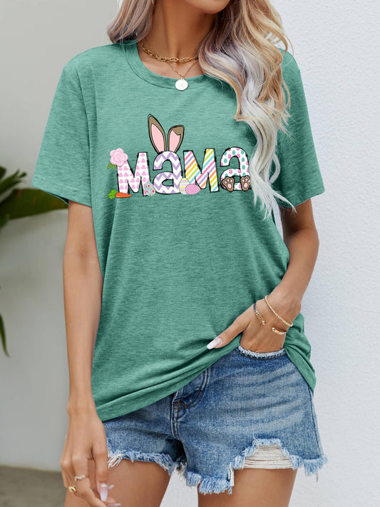 Easter MAMA Graphic Round Neck T-Shirt BLUE ZONE PLANET