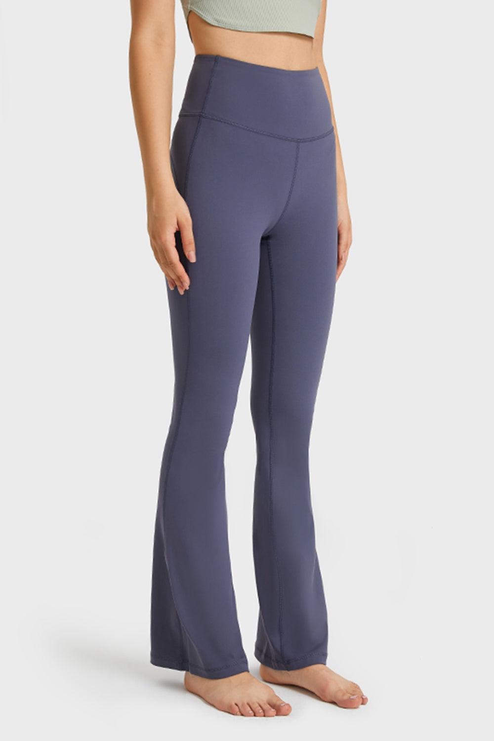 Elastic Waist Flare Yoga Pants-BOTTOM SIZES SMALL MEDIUM LARGE-[Adult]-[Female]-Blue Zone Planet
