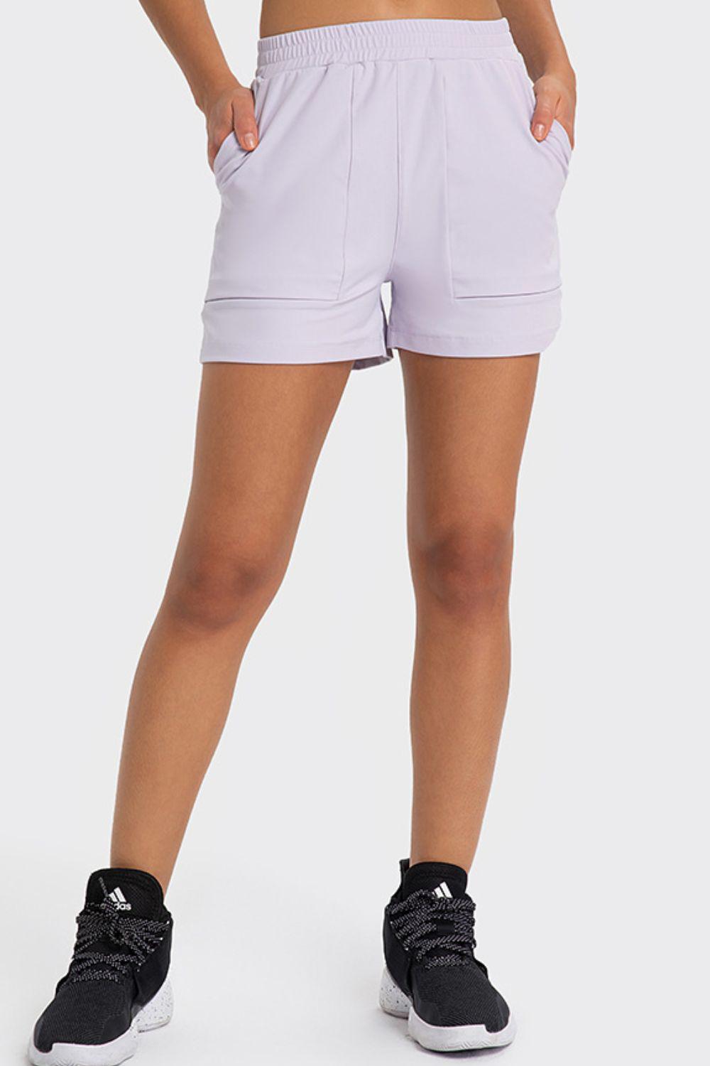 Elastic Waist Sports Shorts with Pockets BLUE ZONE PLANET