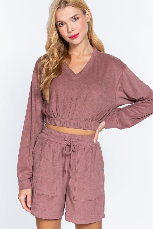 Elasticized Hem Terry Towelling Top Blue Zone Planet