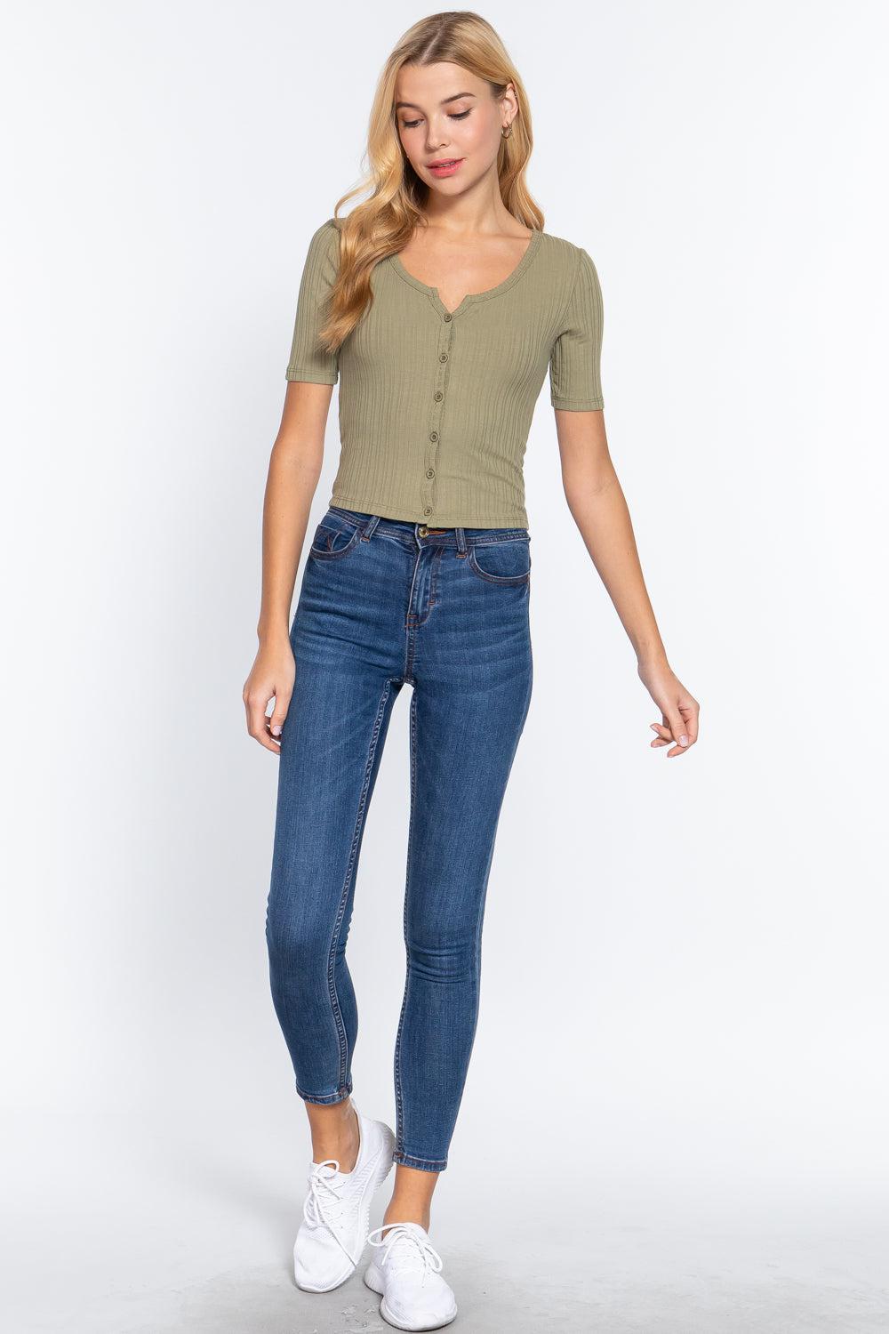 Elbow Slv Rib Knit Cardigan-TOPS / DRESSES-[Adult]-[Female]-Blue Zone Planet