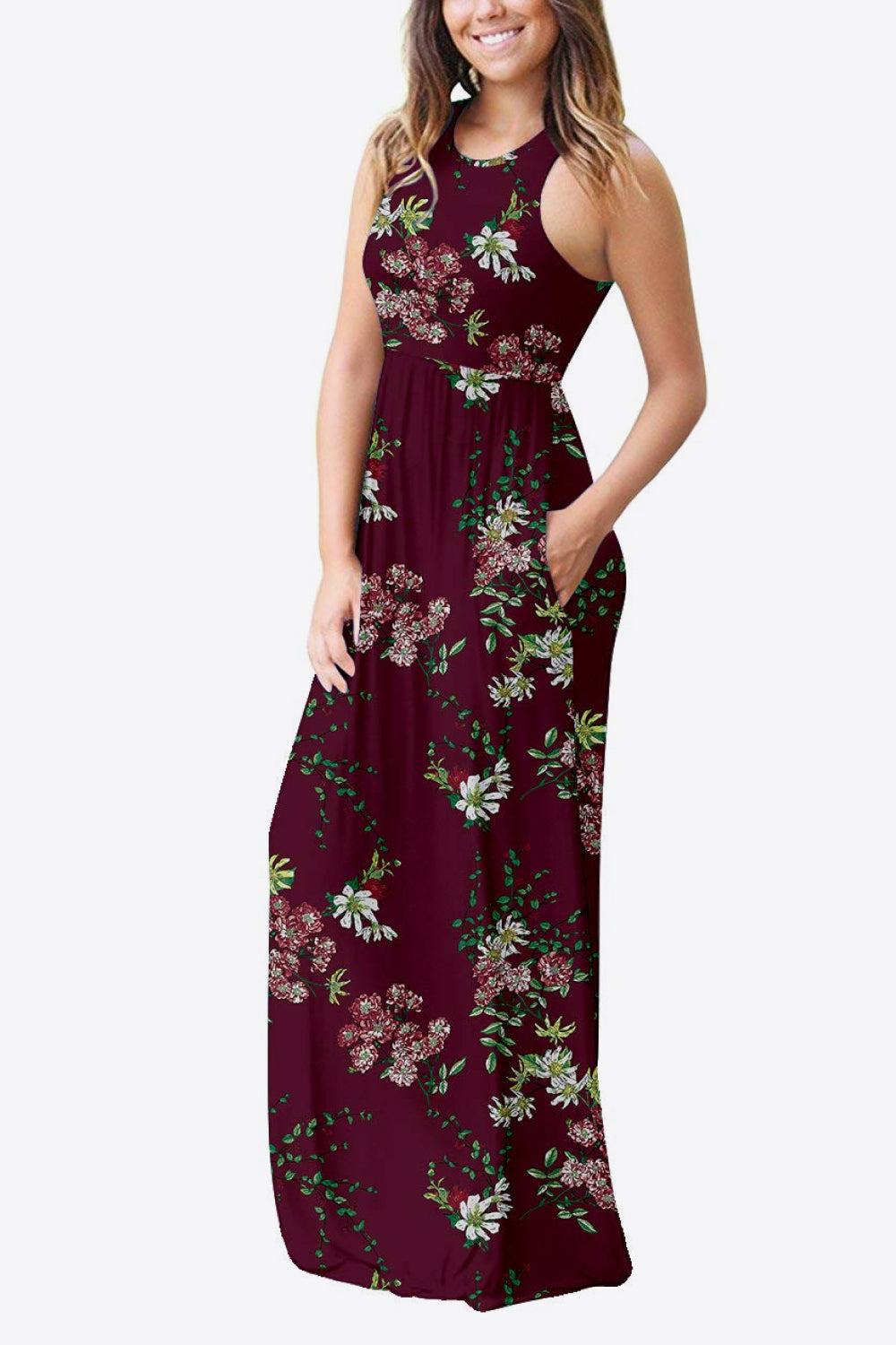 Empire Waist Sleeveless Dress with Pockets - Snakeskin / XL Empire Waist Sleeveless Dress with Pockets - Snakeskin / XL