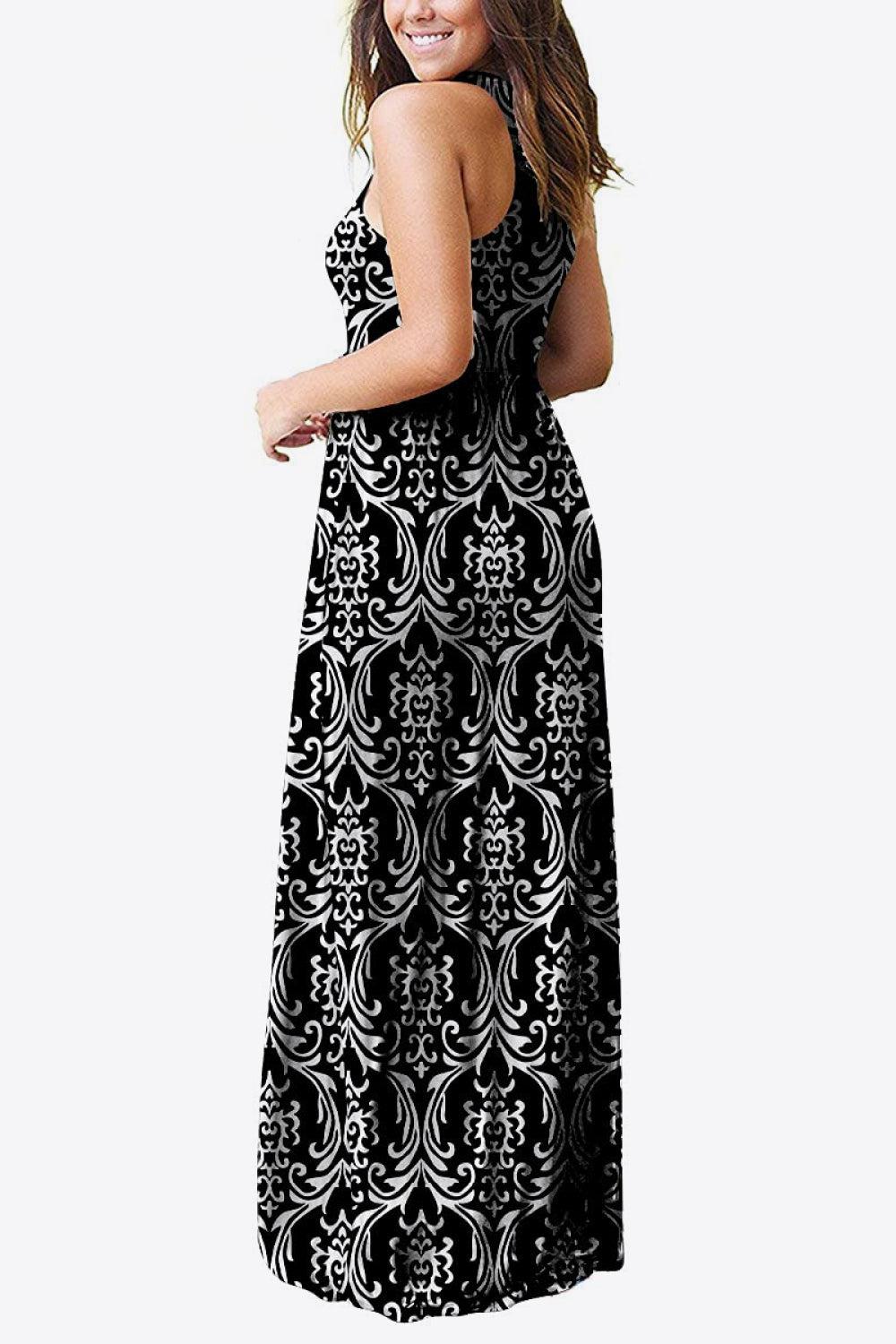 Empire Waist Sleeveless Dress with Pockets - Snakeskin / XL Empire Waist Sleeveless Dress with Pockets - Snakeskin / XL
