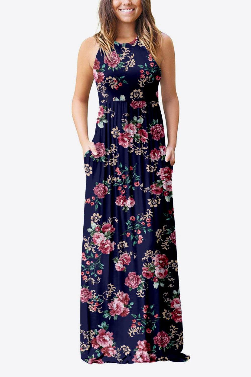 Empire Waist Sleeveless Dress with Pockets - Snakeskin / XL Empire Waist Sleeveless Dress with Pockets - Snakeskin / XL