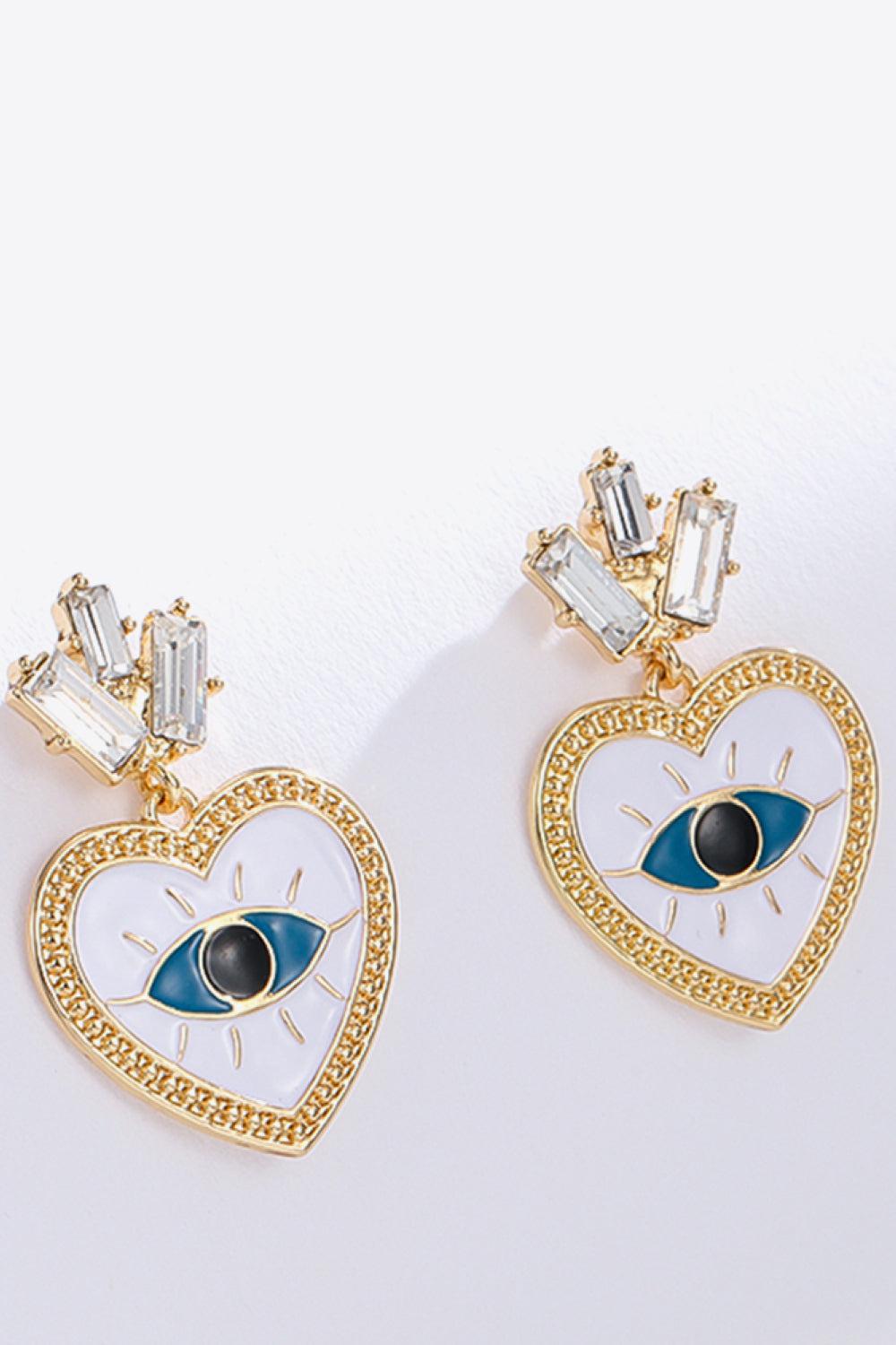 Evil Eye Heart-Shaped Drop Earrings BLUE ZONE PLANET