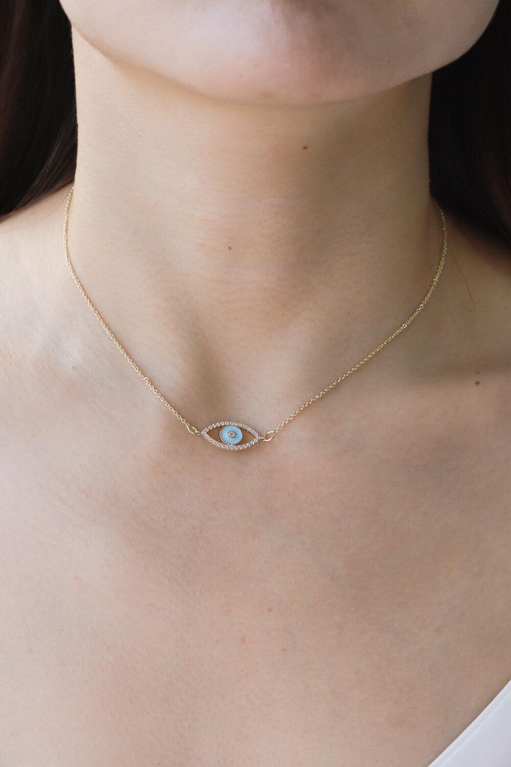 Evil Eye Pendant Gold Plated Chain Necklace BLUE ZONE PLANET