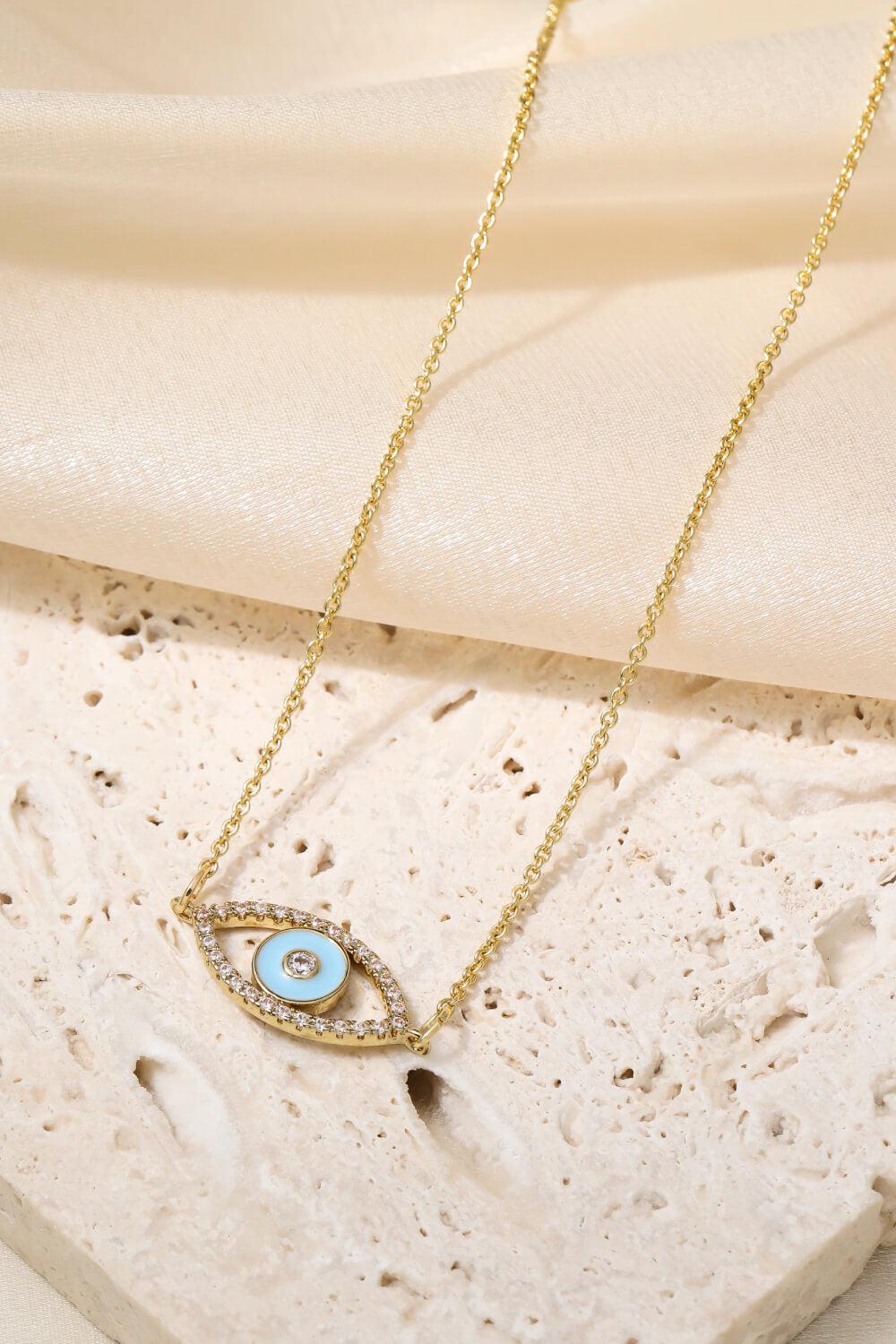 Evil Eye Pendant Gold Plated Chain Necklace BLUE ZONE PLANET