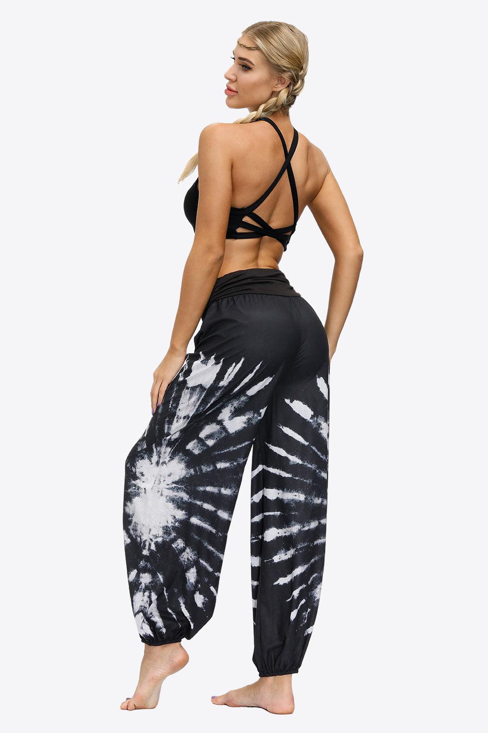 Exotic Style Printed Ruched Pants BLUE ZONE PLANET