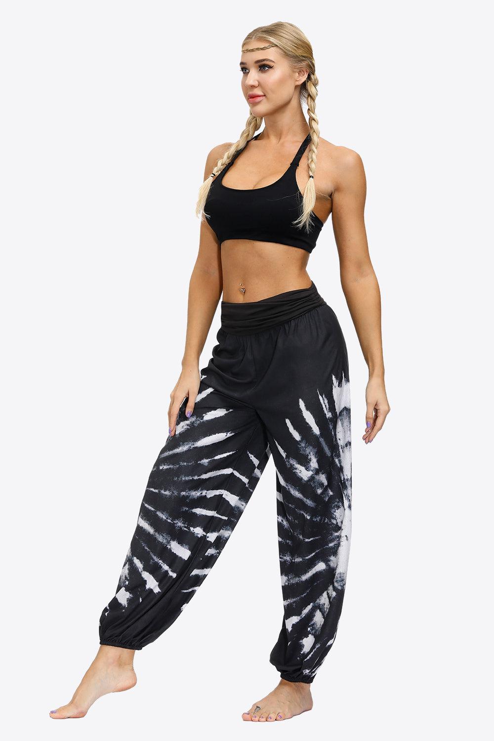 Exotic Style Printed Ruched Pants BLUE ZONE PLANET