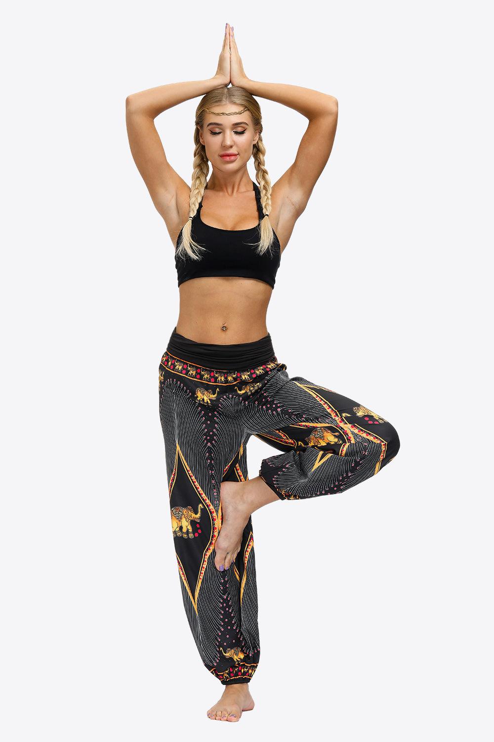 Exotic Style Printed Ruched Pants BLUE ZONE PLANET