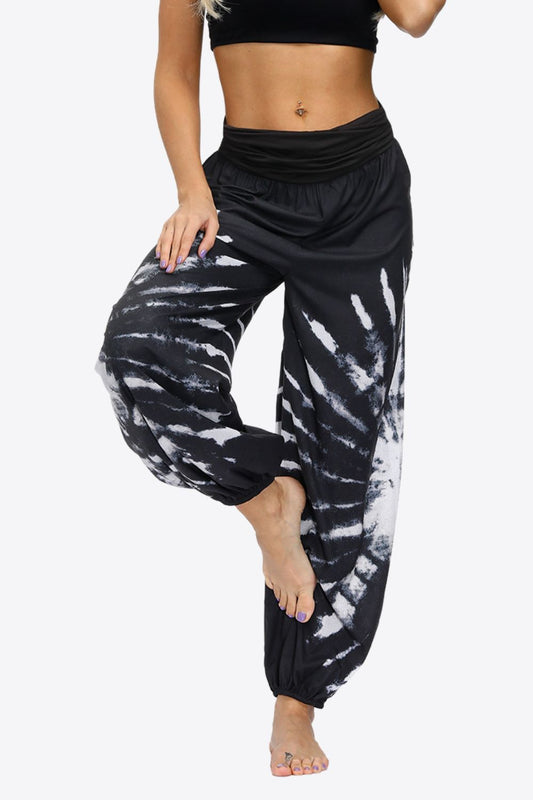 Exotic Style Printed Ruched Pants BLUE ZONE PLANET