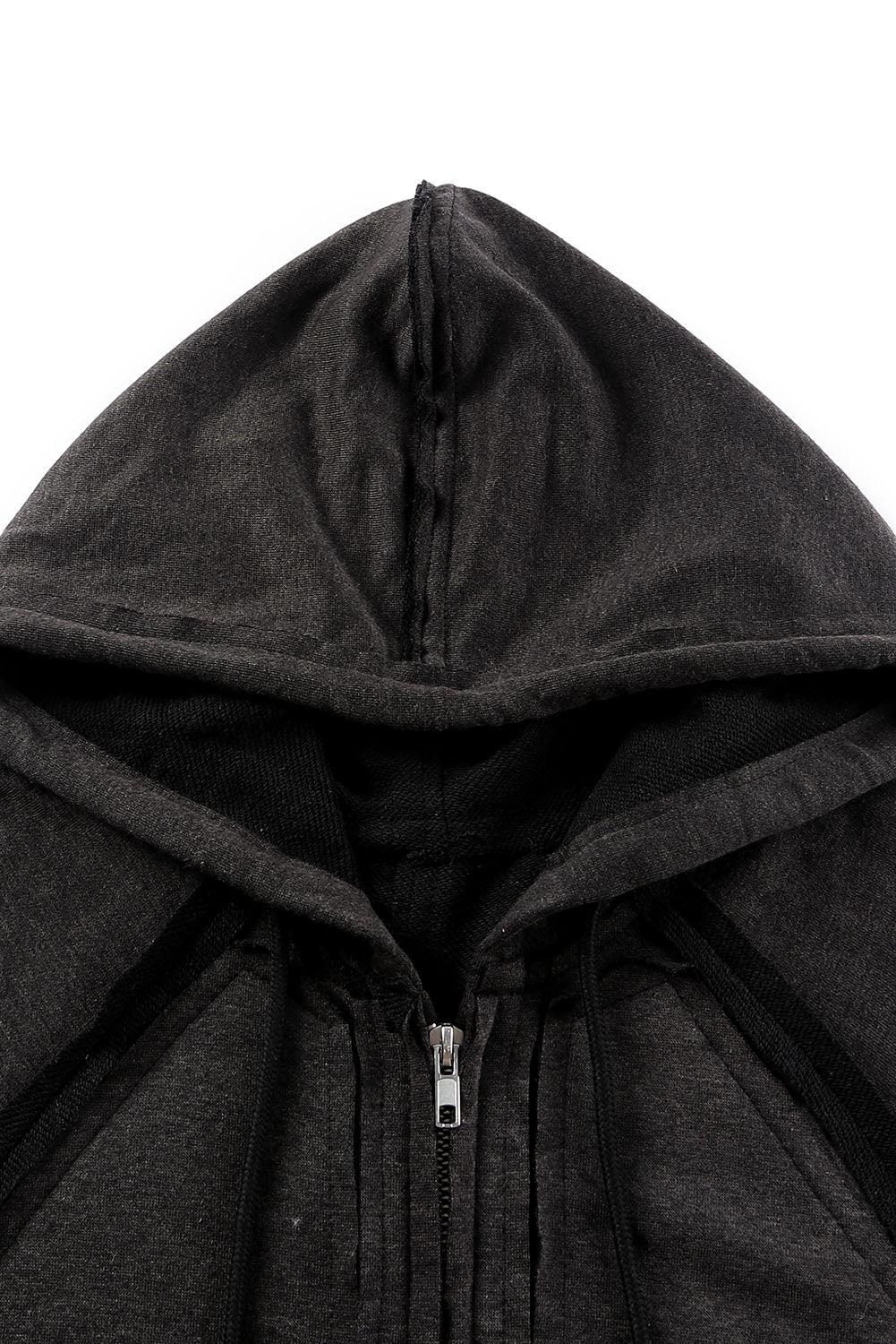 Exposed Seam Drawstring Hooded Jacket with Pockets BLUE ZONE PLANET