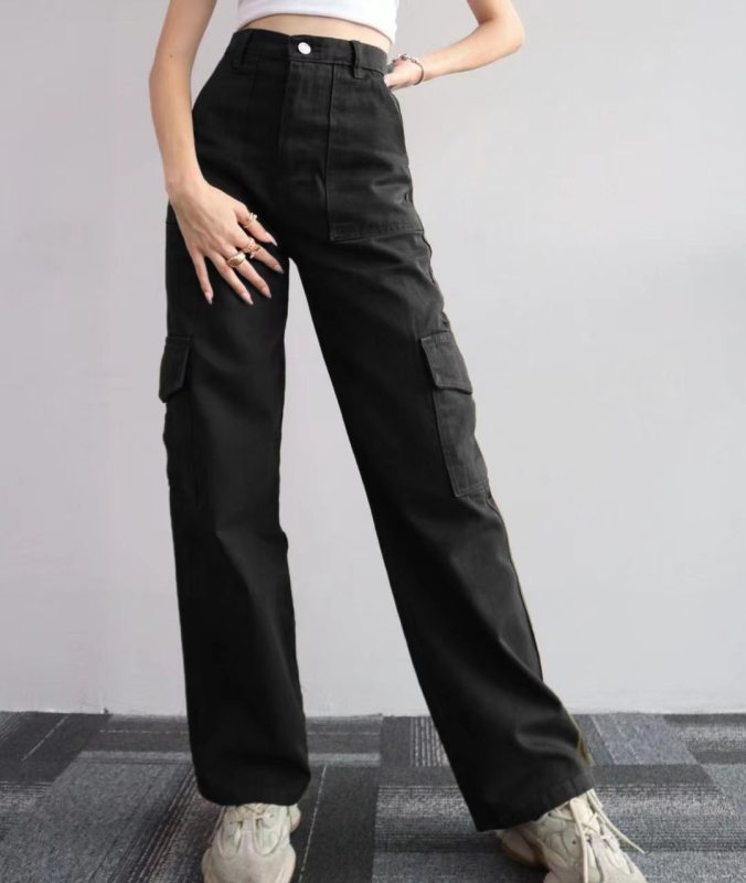 Blue Zone Planet |  Versatile pants, mid-rise three-dimensional pocket trousers, waist-cinching overalls BLUE ZONE PLANET