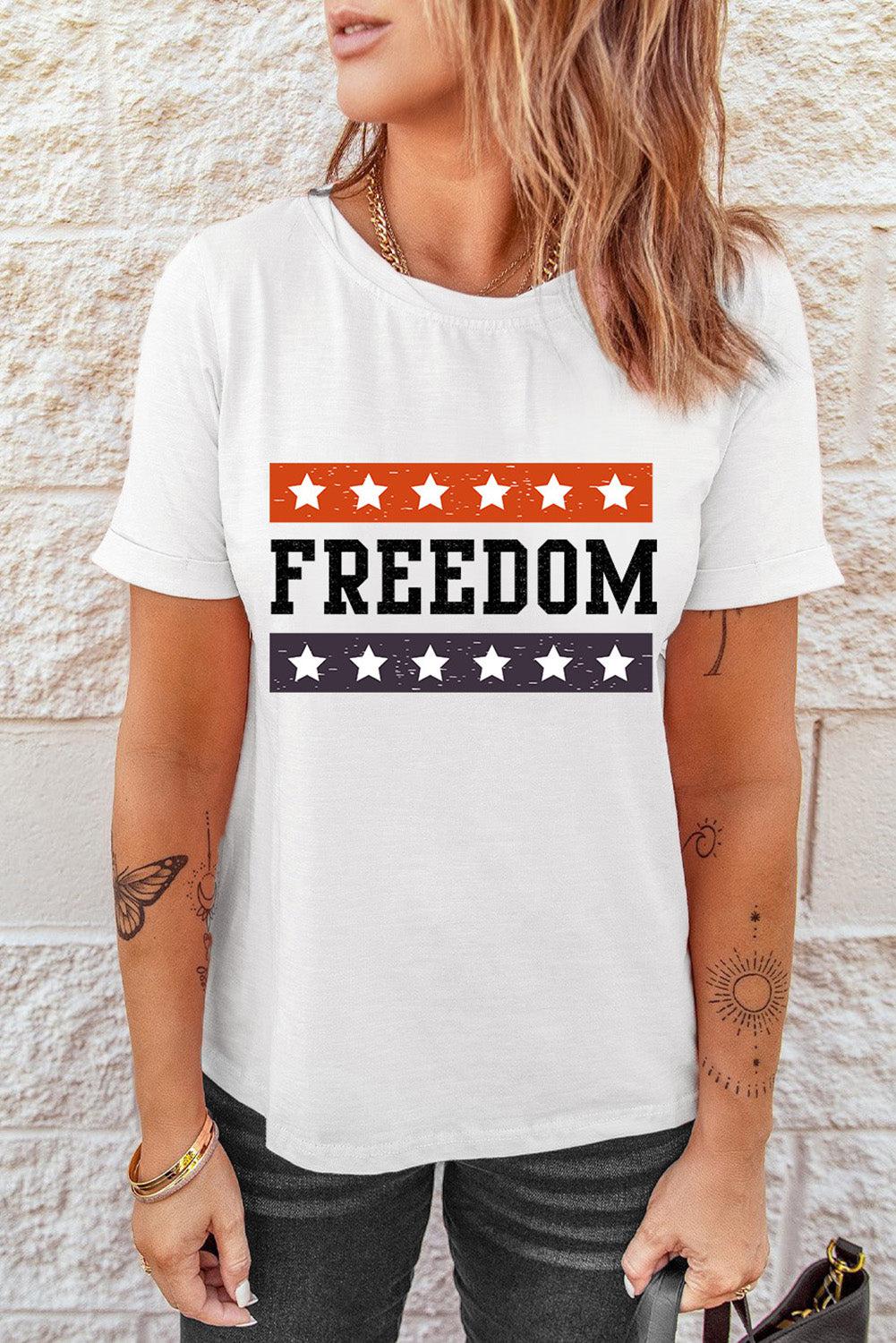 FREEDOM Graphic Cuffed Sleeve Tee BLUE ZONE PLANET