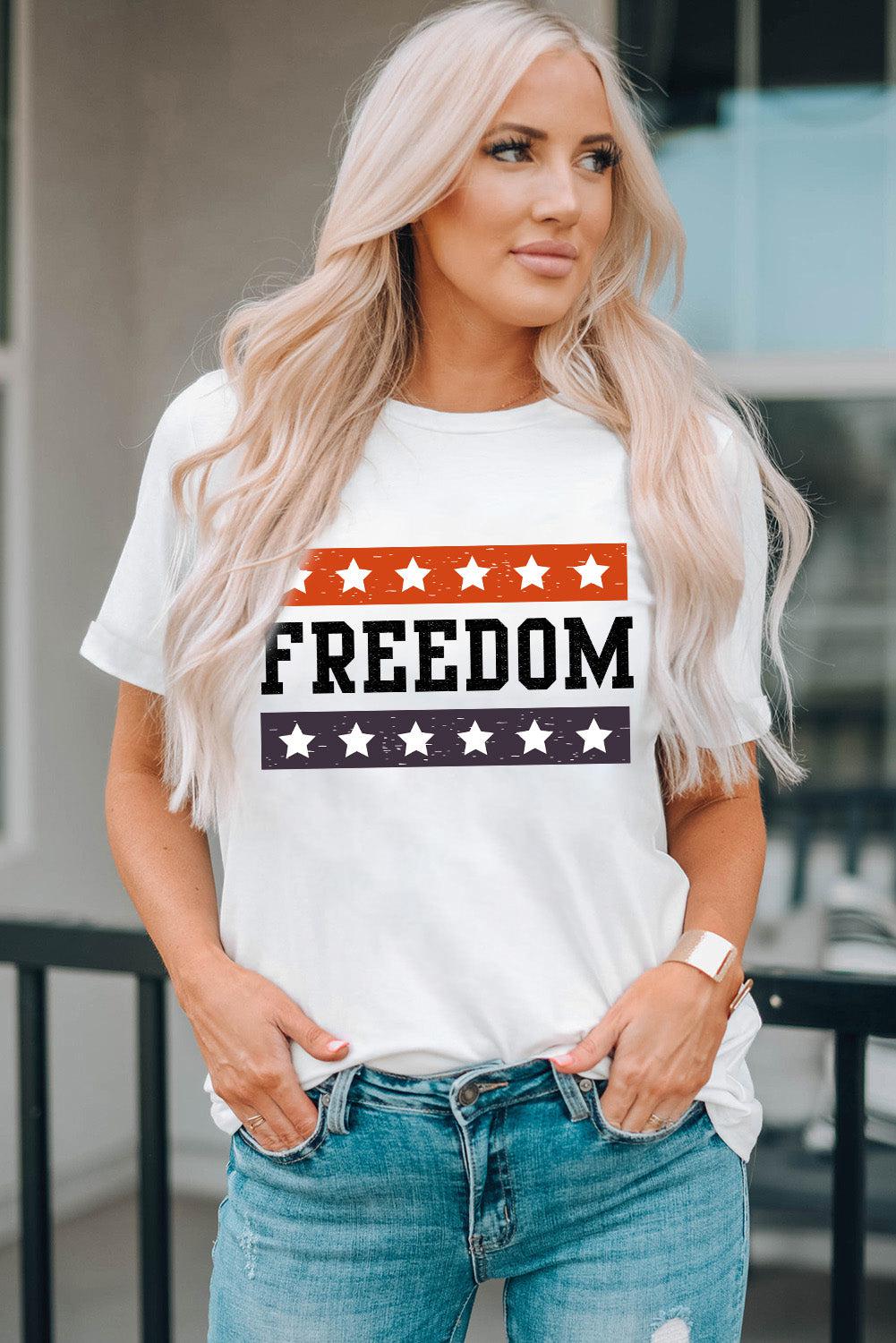 FREEDOM Graphic Cuffed Sleeve Tee BLUE ZONE PLANET