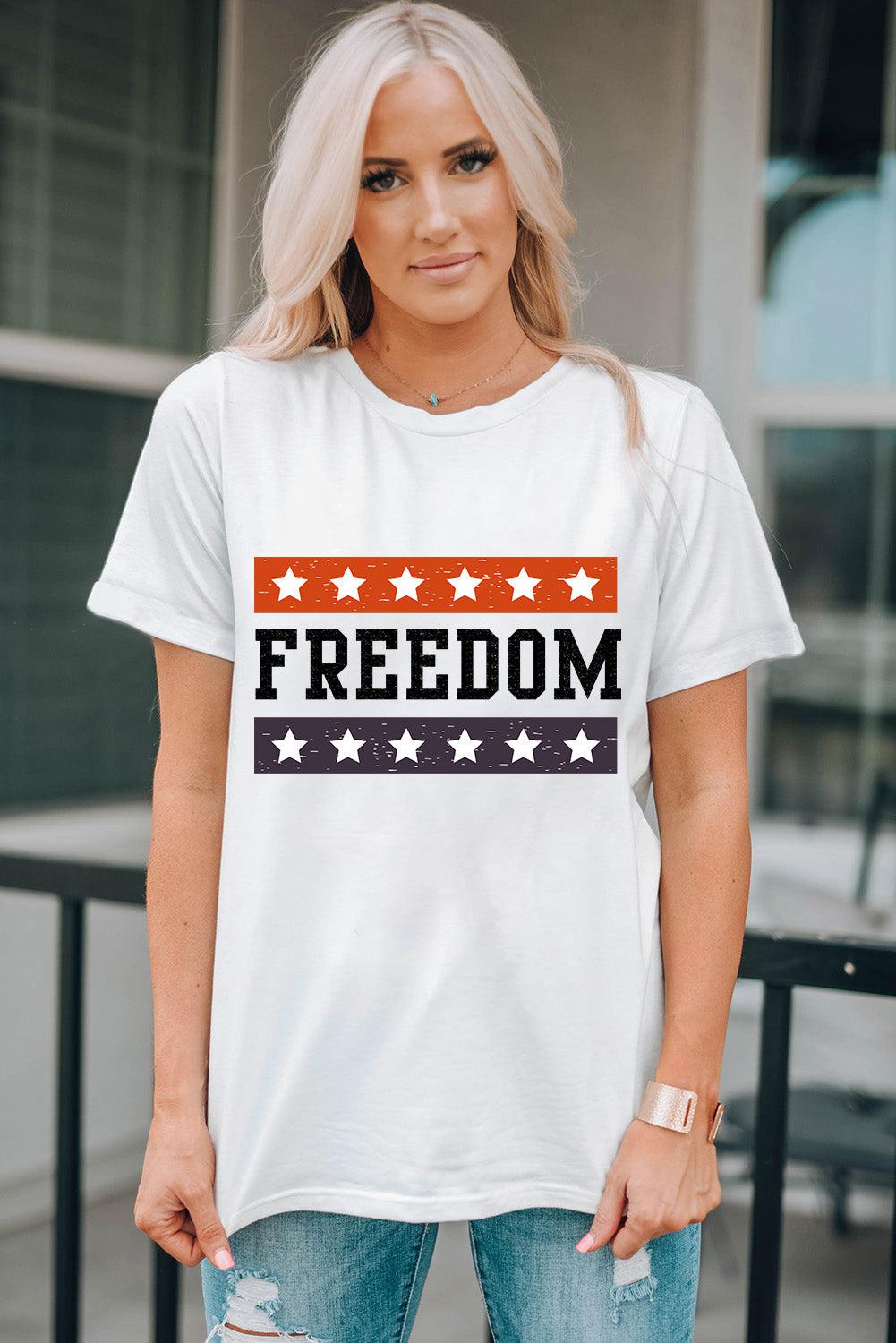 FREEDOM Graphic Cuffed Sleeve Tee BLUE ZONE PLANET