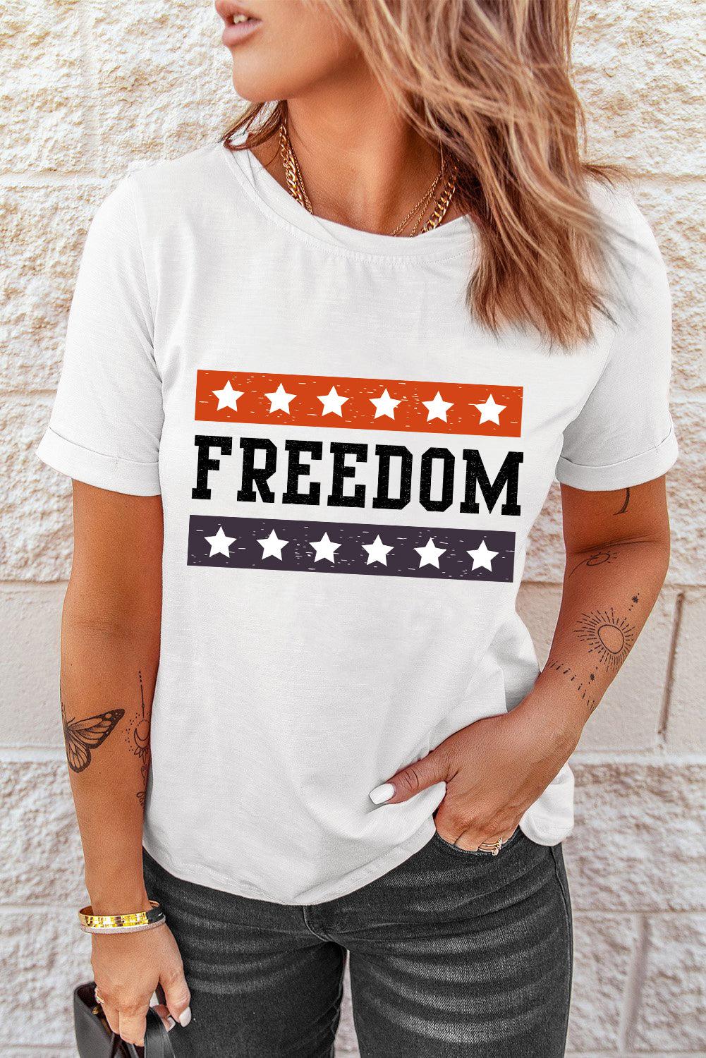 FREEDOM Graphic Cuffed Sleeve Tee BLUE ZONE PLANET