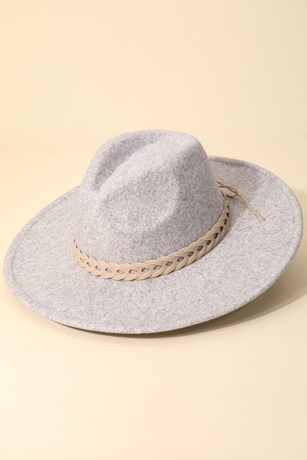 Fame Woven Together Braided Strap Fedora BLUE ZONE PLANET
