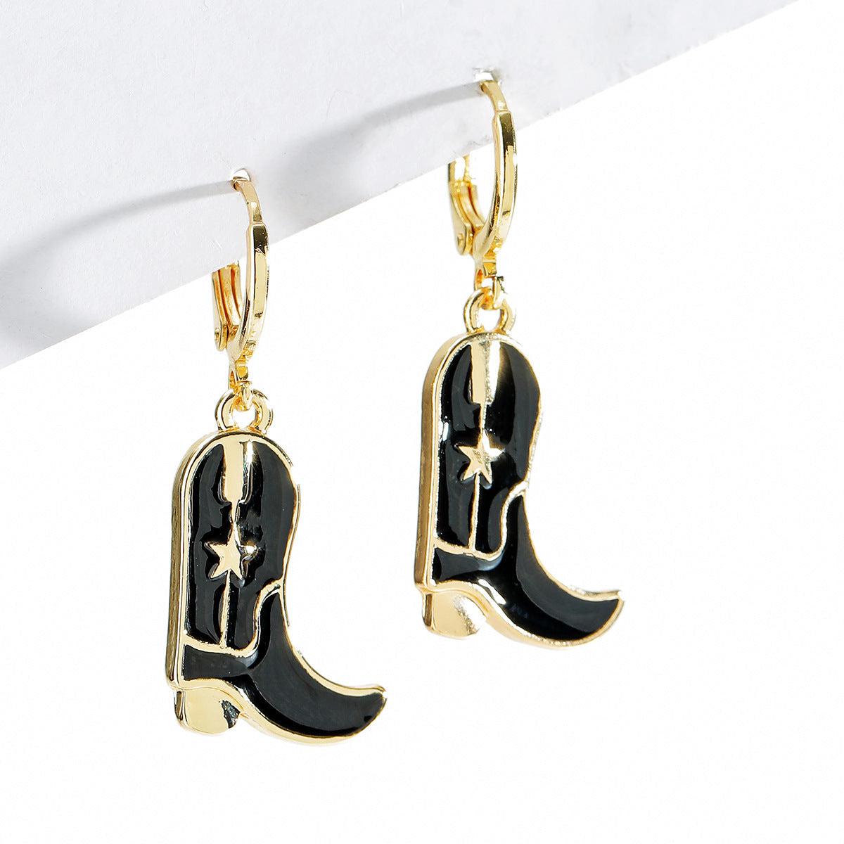 Fashion Cute Western Cowgirl Drip Boots Earrings Blue Zone Planet