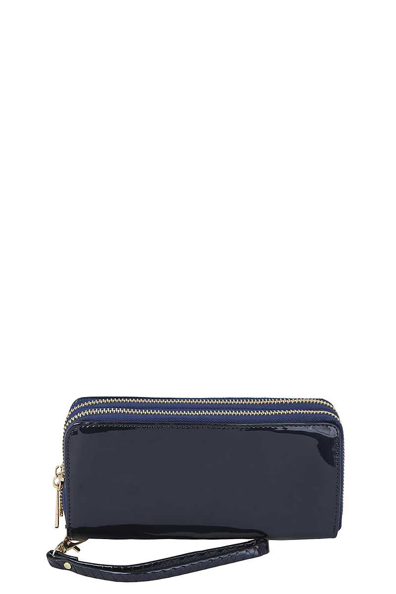 Fashion Smooth Glossy Color Hand Wallet-[Adult]-[Female]-Blue Zone Planet