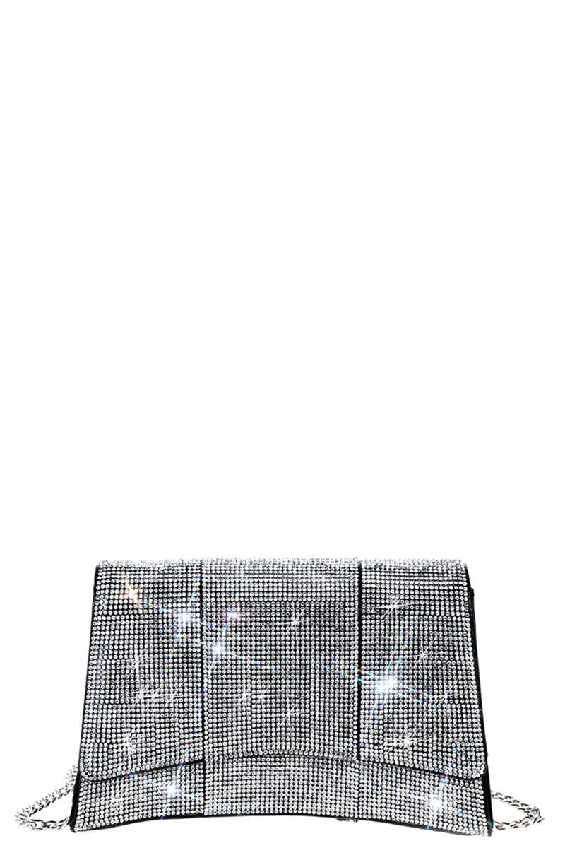 Fashion Square Curve Rhinestone Chic Crossbody Bag-[Adult]-[Female]-Blue Zone Planet