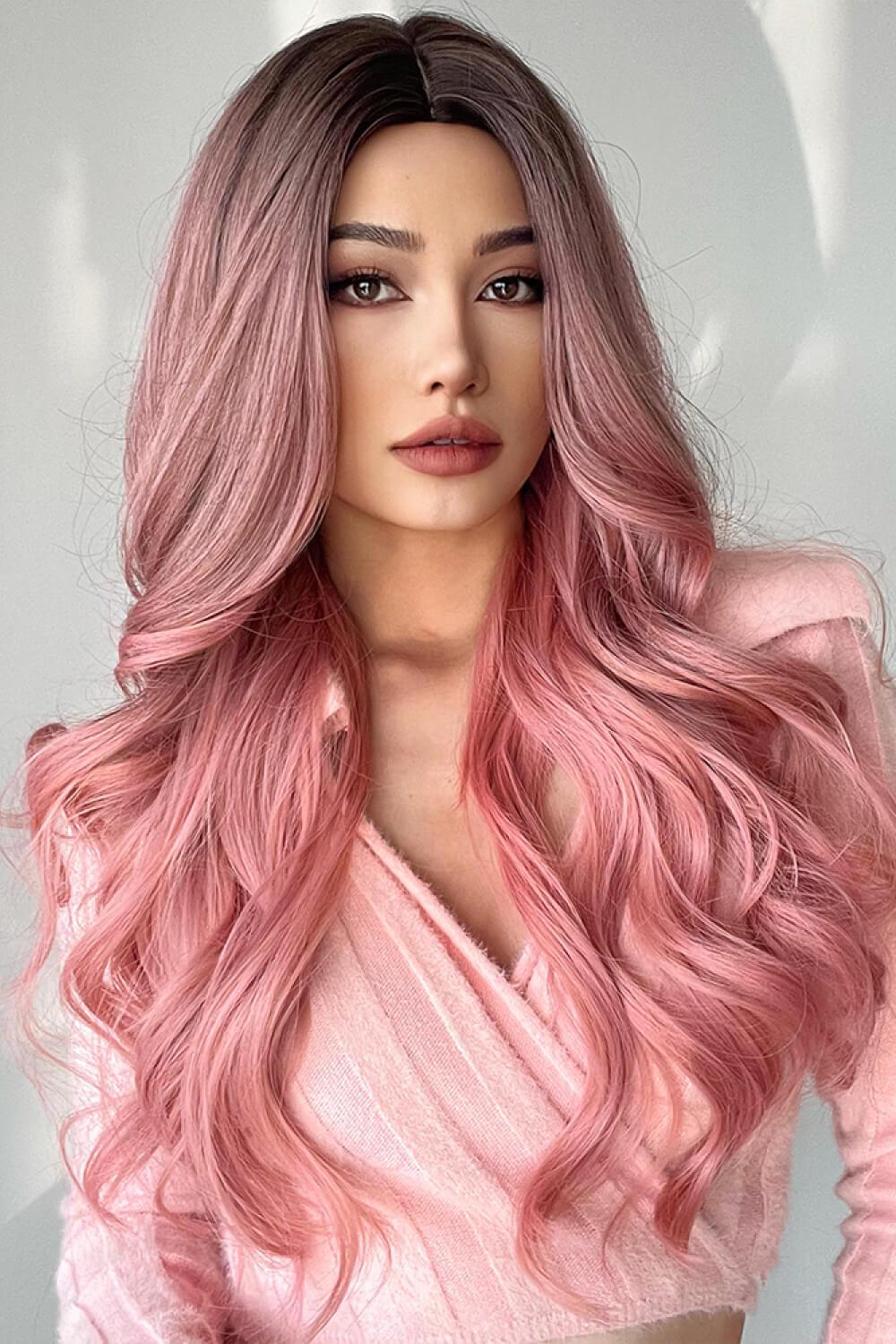 Fashion Wave Synthetic Long Wigs in Pink 26'' BLUE ZONE PLANET
