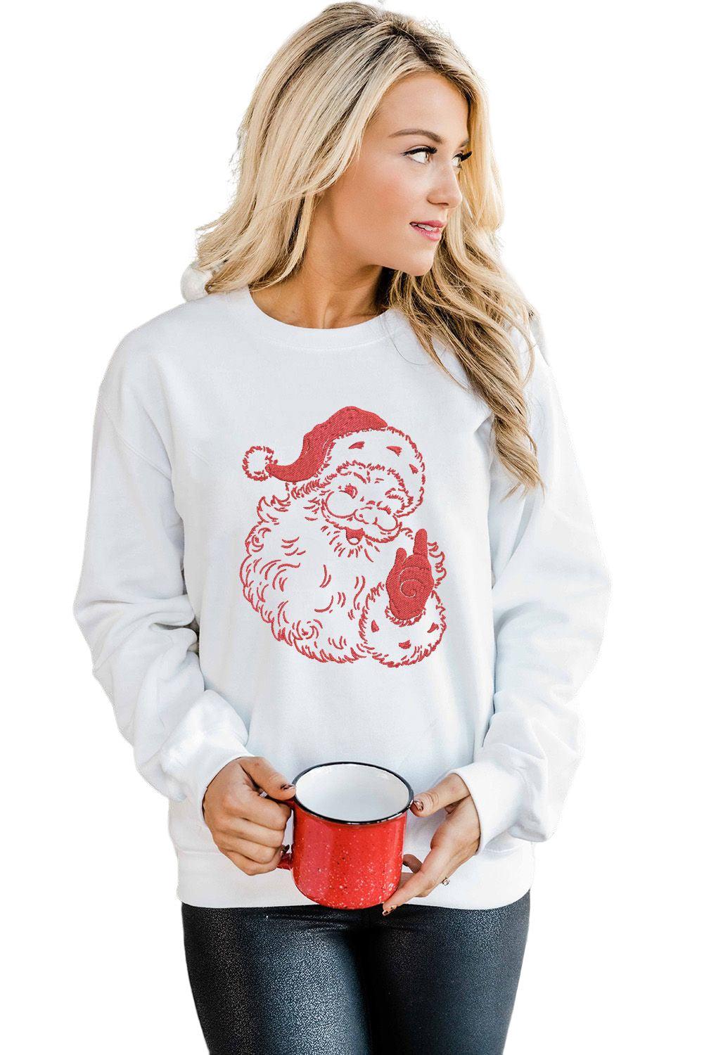 Father Christmas Embroidered Sweatshirt Blue Zone Planet