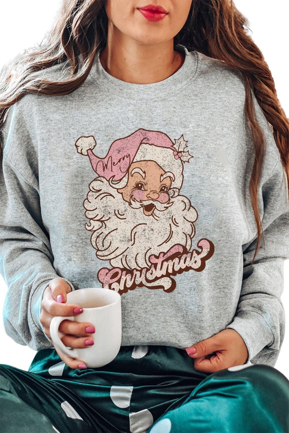 Father Christmas Embroidered Sweatshirt Blue Zone Planet