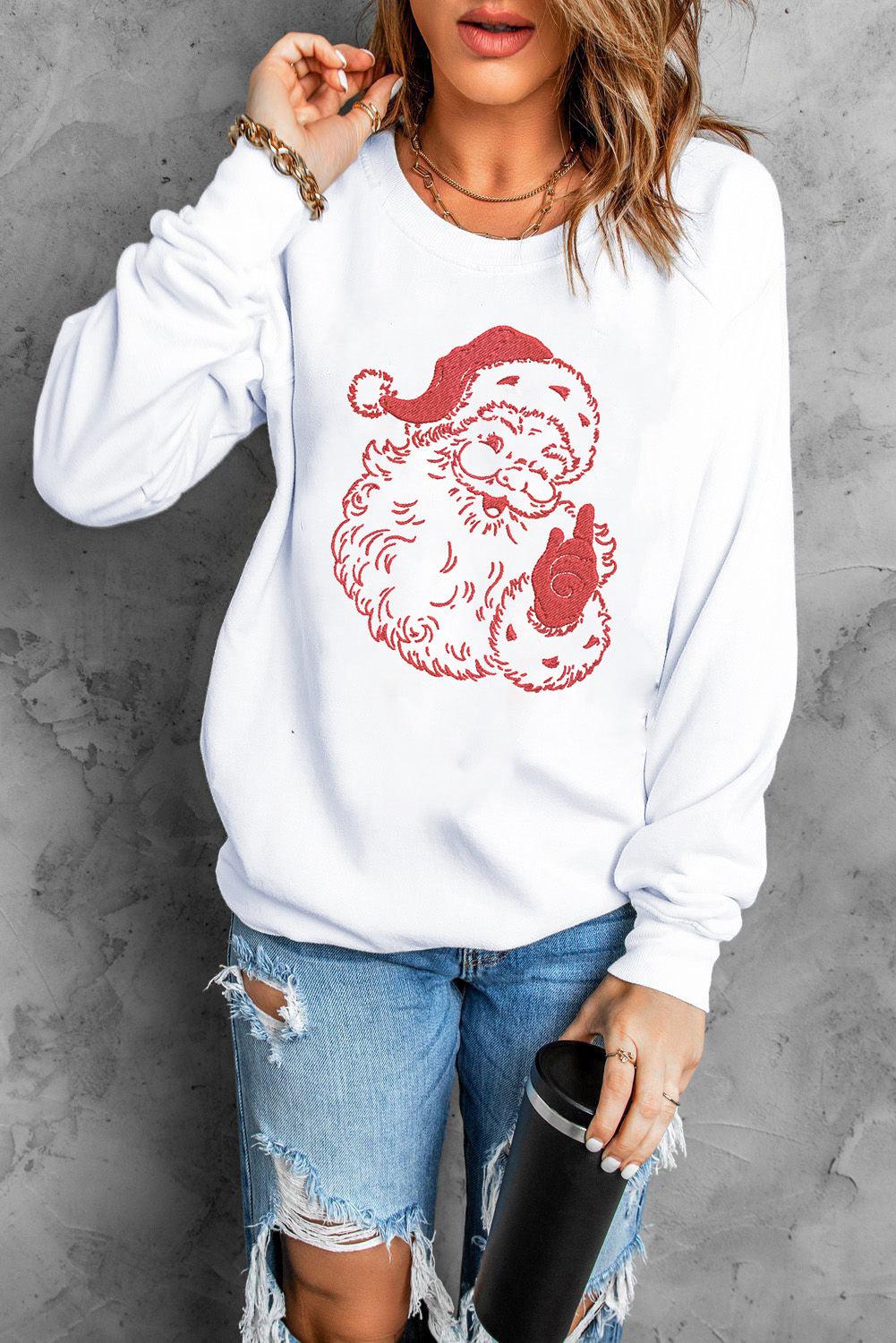 Father Christmas Embroidered Sweatshirt Blue Zone Planet