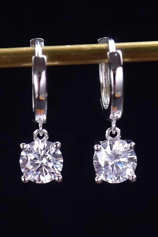 Feel The Surprise 1 Carat Moissanite Platinum-Plated Drop Earrings BLUE ZONE PLANET