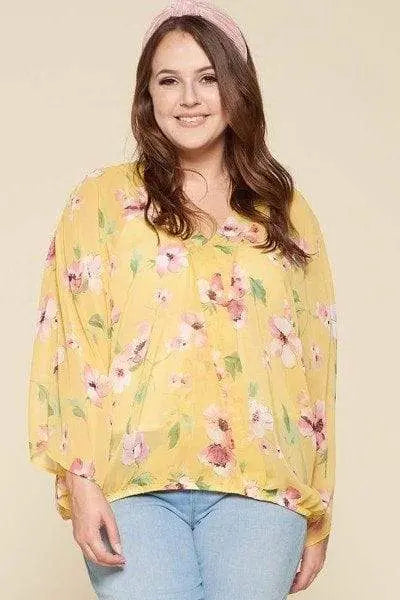 Flirty In Floral Surplice Top Blue Zone Planet