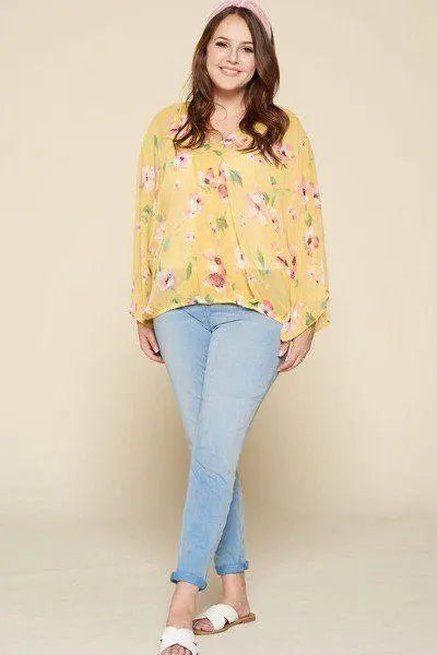 Flirty In Floral Surplice Top Blue Zone Planet