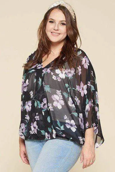 Flirty In Floral Surplice Top Blue Zone Planet