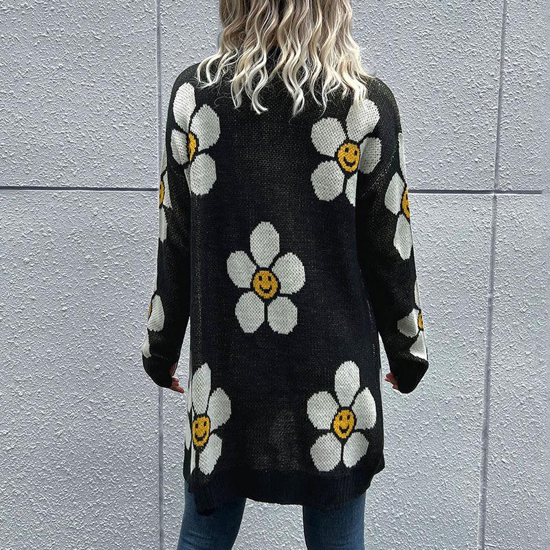 Floral Button Down Longline Cardigan BLUE ZONE PLANET