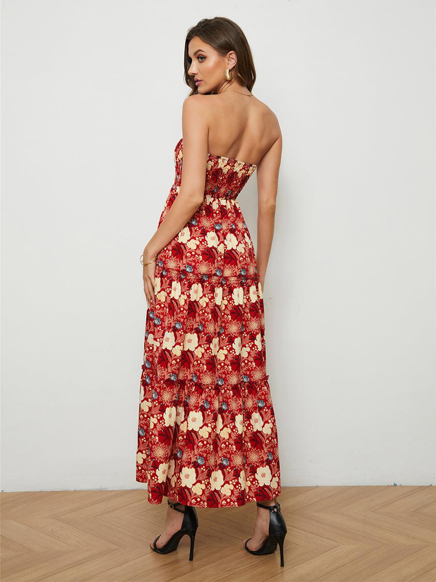 Floral Strapless Low-Back Dress BLUE ZONE PLANET
